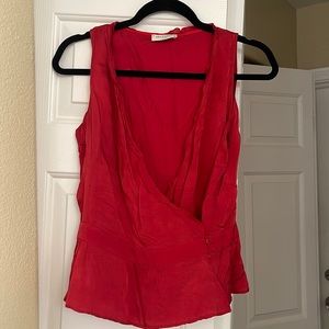 Equipment Red Silk Sleeveless Top (M)